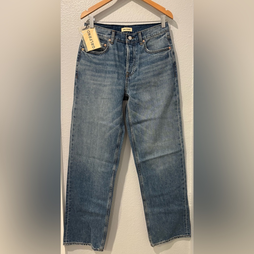 GRLFRND Blue Straight Jeans Classic Denim Style